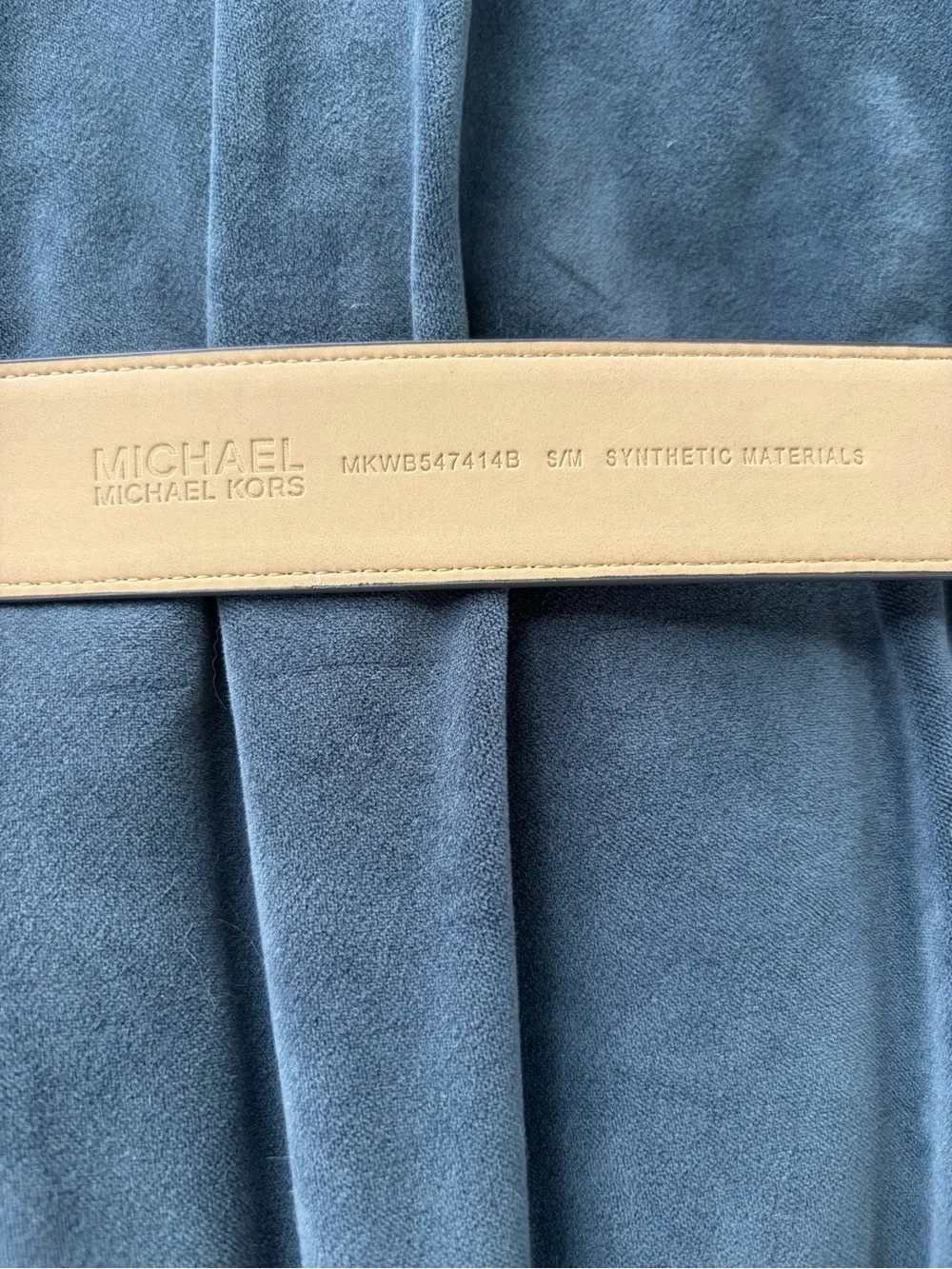 Michael Kors Metallic Gold Textured Logo Belt